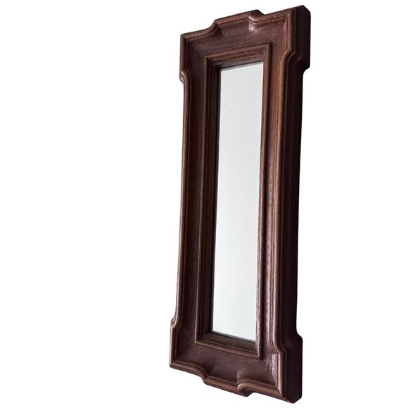 Vintage Rectangular Wood Frame Wall Mirror – 15x5 Rustic Hanging Decor - Picture 4 of 8